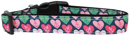 Anchor Candy Hearts Nylon Dog Collar Medium Narrow